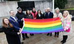 Provost Douglas McAllister led elected members and local residents in a flag-raising ceremony in Clydebank to mark LGBT+ History Month.