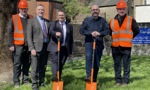 Glencairn House site works begin - Chief executive Peter Hesset, Councillor Mcbride and Martin Rooney and workers