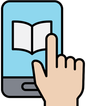 Cartoon drawing of an ebook