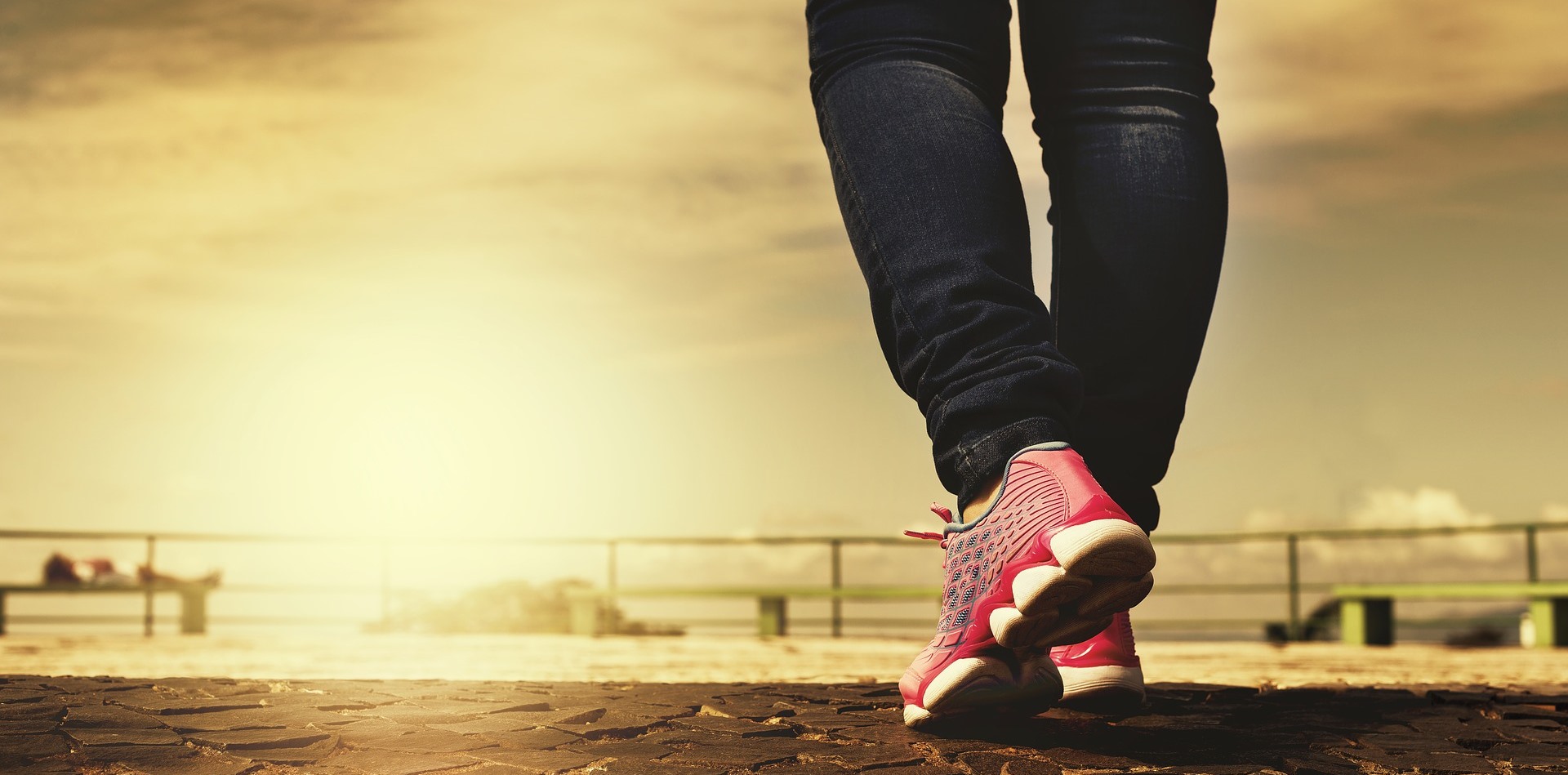 walking at sunrise