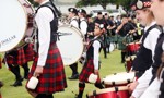 Band marching at the Scottish Pipe Band Championships