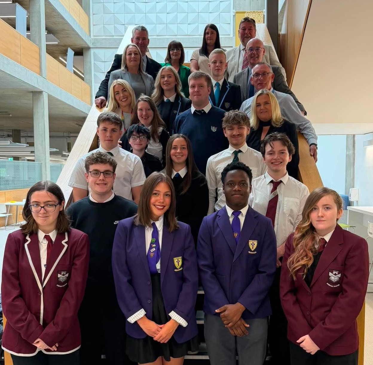 Pupils from all West Dunbartonshire schools with headteachers and Michelle McGinty and Gillian Hamilton